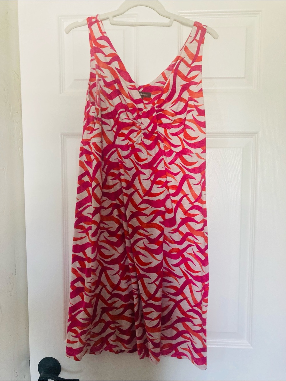Tommy Bahama Pink and Orange Wave Print Dress, Size Medium